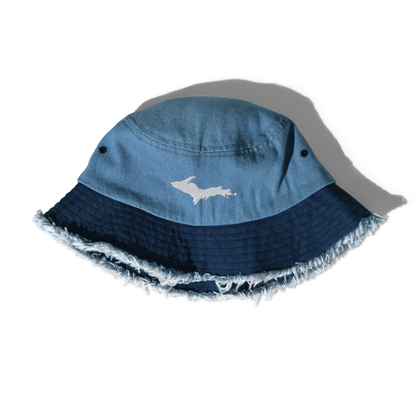 Michigan Upper Peninsula Distressed Denim Hat (w/ UP Outline)