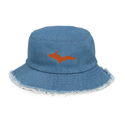 Michigan Upper Peninsula Distressed Denim Hat (w/ Orange UP Outline)