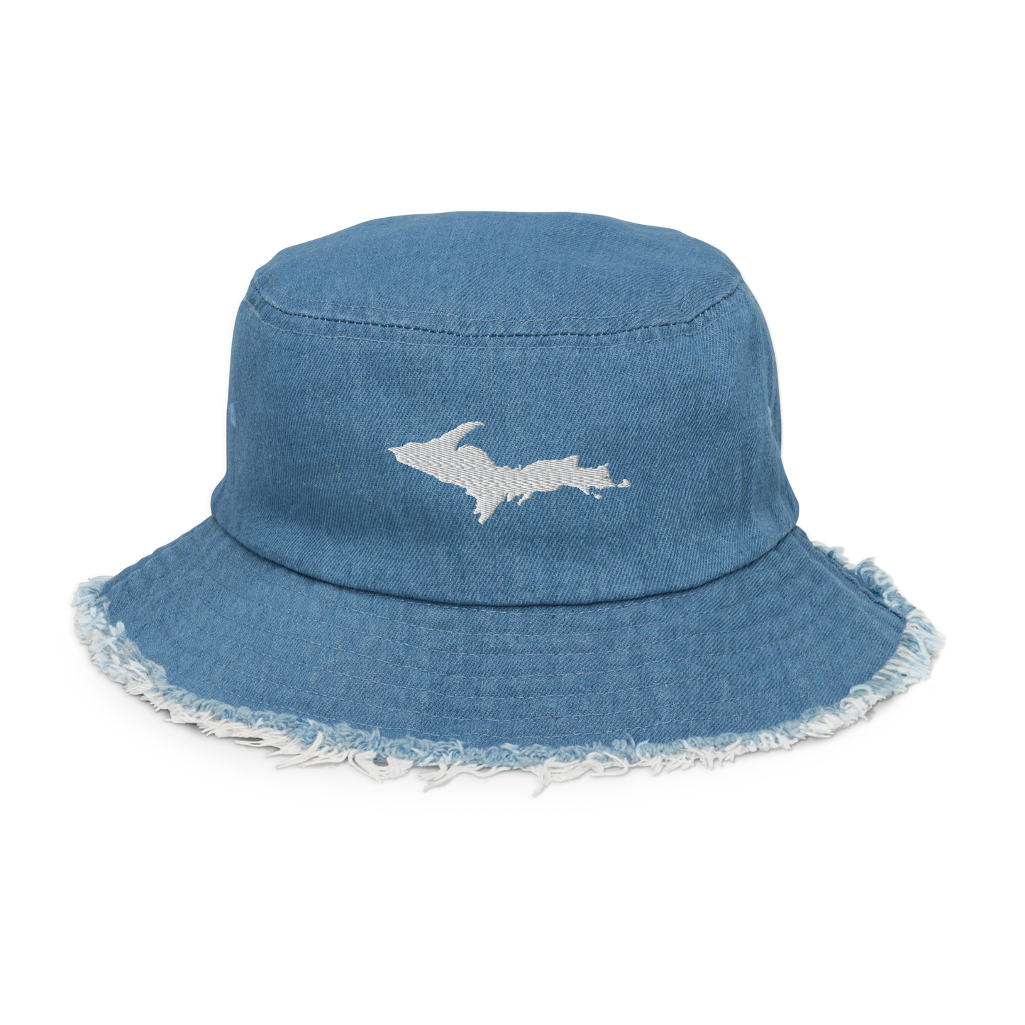 Michigan Upper Peninsula Distressed Denim Hat (w/ UP Outline)