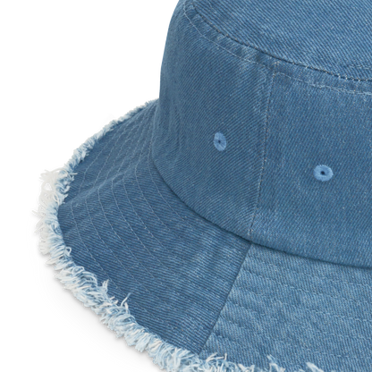 Michigan Upper Peninsula Distressed Denim Hat (w/ Gold UP Outline)