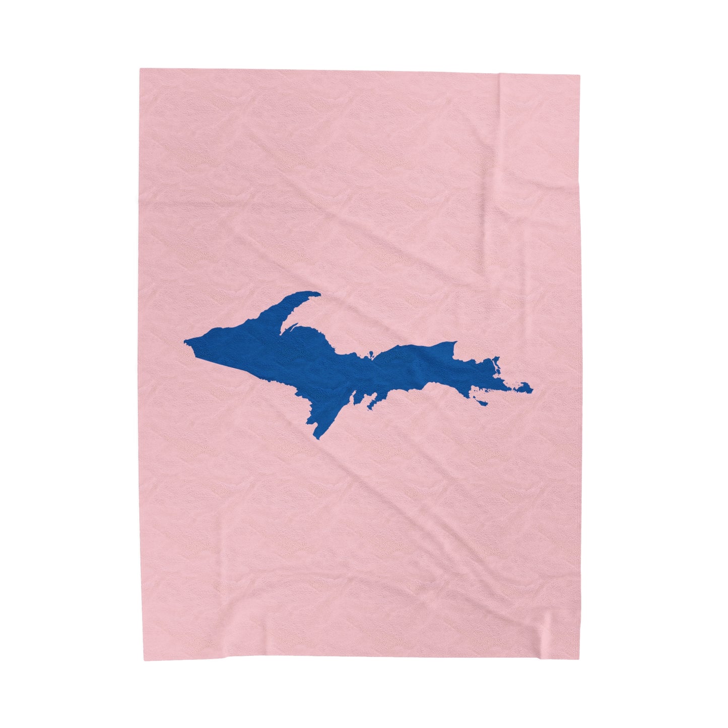 Michigan Upper Peninsula Plush Blanket (w/ Azure UP Outline) | Pale Pink