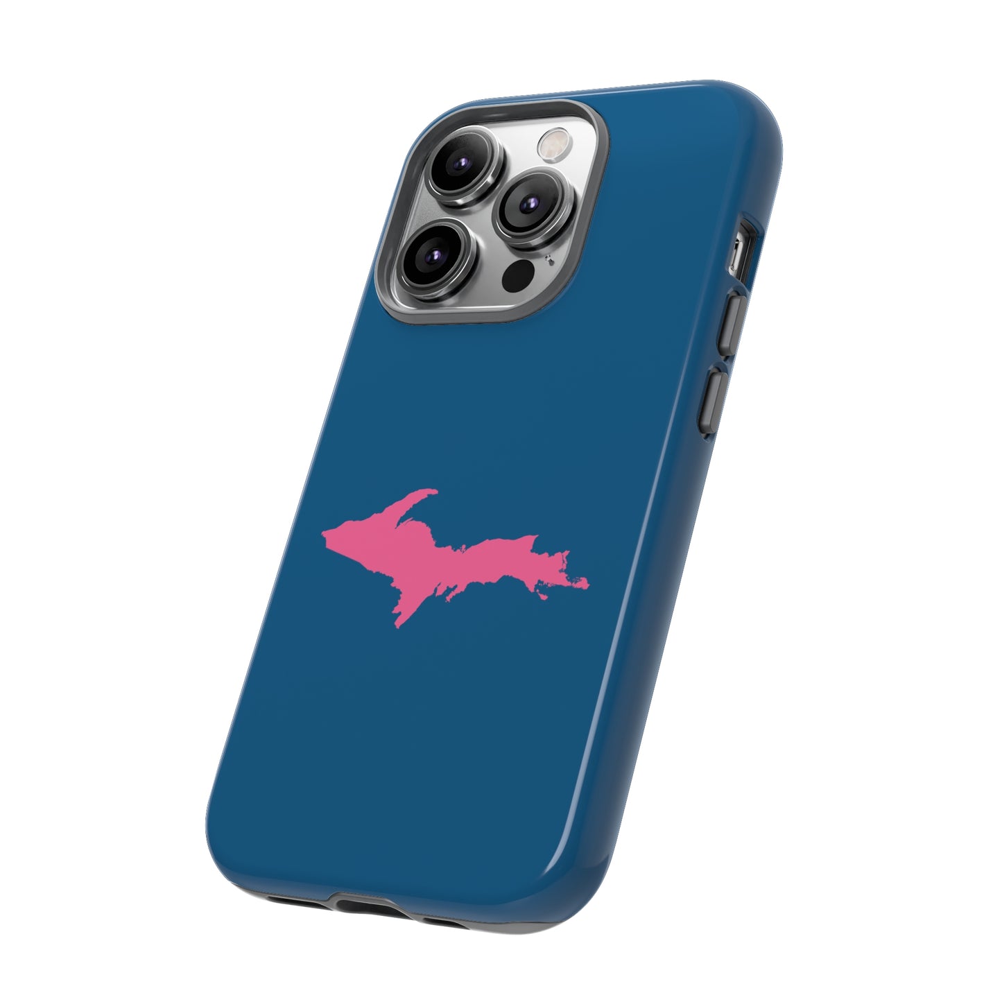 Michigan Upper Peninsula Tough Phone Case (Blueberry w/ Pink UP Outline) | Apple iPhone