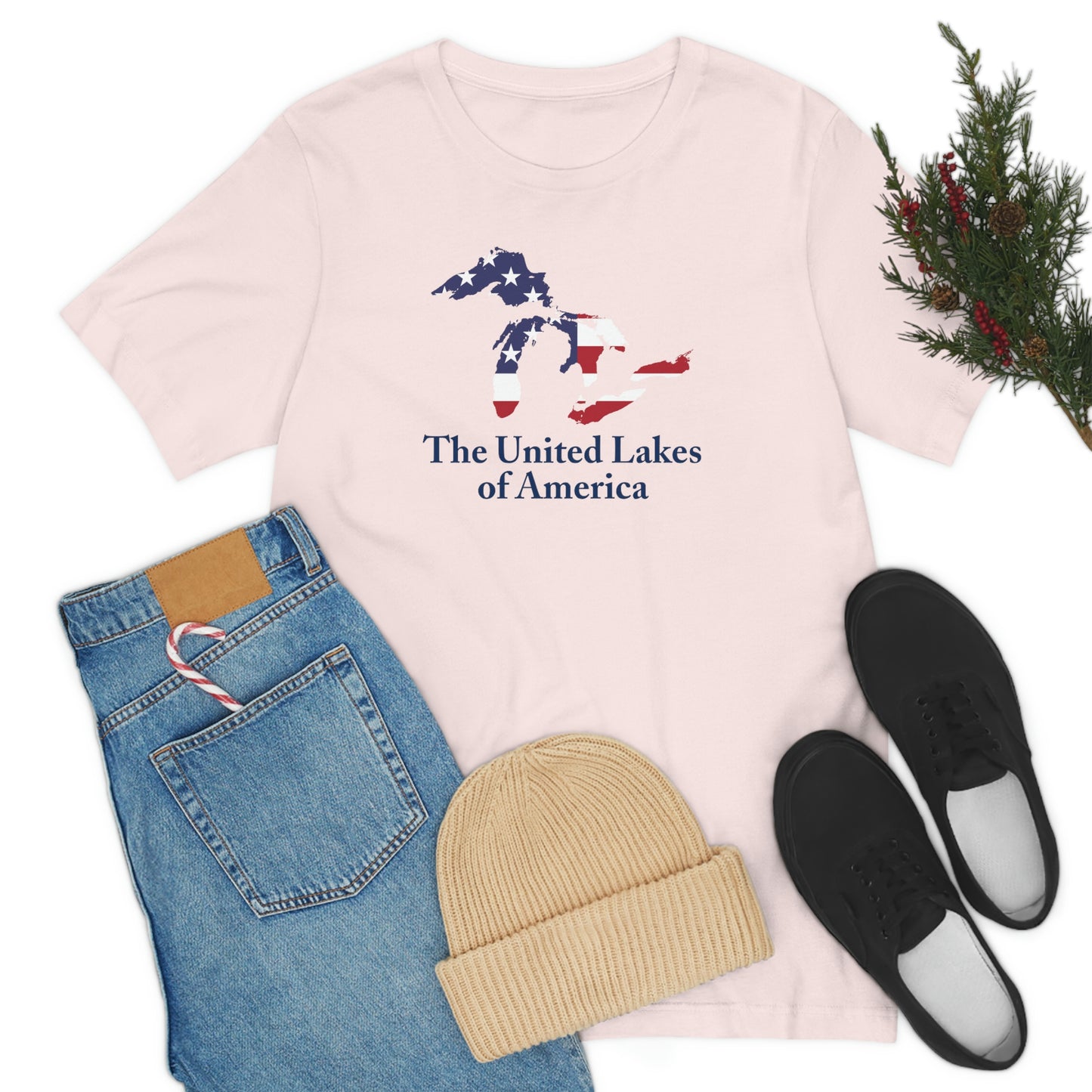 'The United Lakes of America' T-Shirt (w/ Great Lakes USA Flag Outline) | Unisex Standard Fit