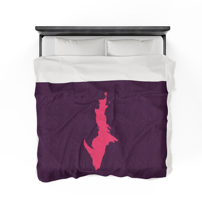 Michigan Upper Peninsula Plush Blanket (w/ Pink UP Outline) | Plum