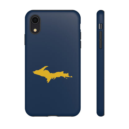 Michigan Upper Peninsula Tough Phone Case (Navy w/ Gold UP Outline) | Apple iPhone