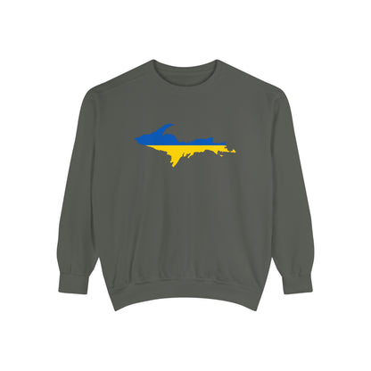 Michigan Upper Peninsula Sweatshirt (w/ UP Ukraine Outline) | Unisex Garment Dyed