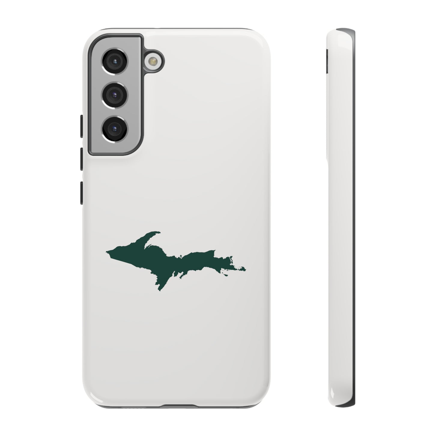 Michigan Upper Peninsula Tough Phone Case (Birch Bark White w/ Green UP Outline) | Samsung & Pixel Android