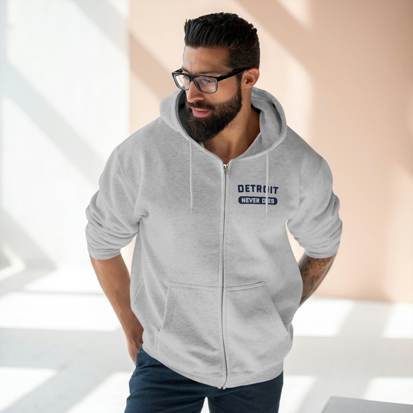 'Detroit Never Dies' Full-Zip Hoodie