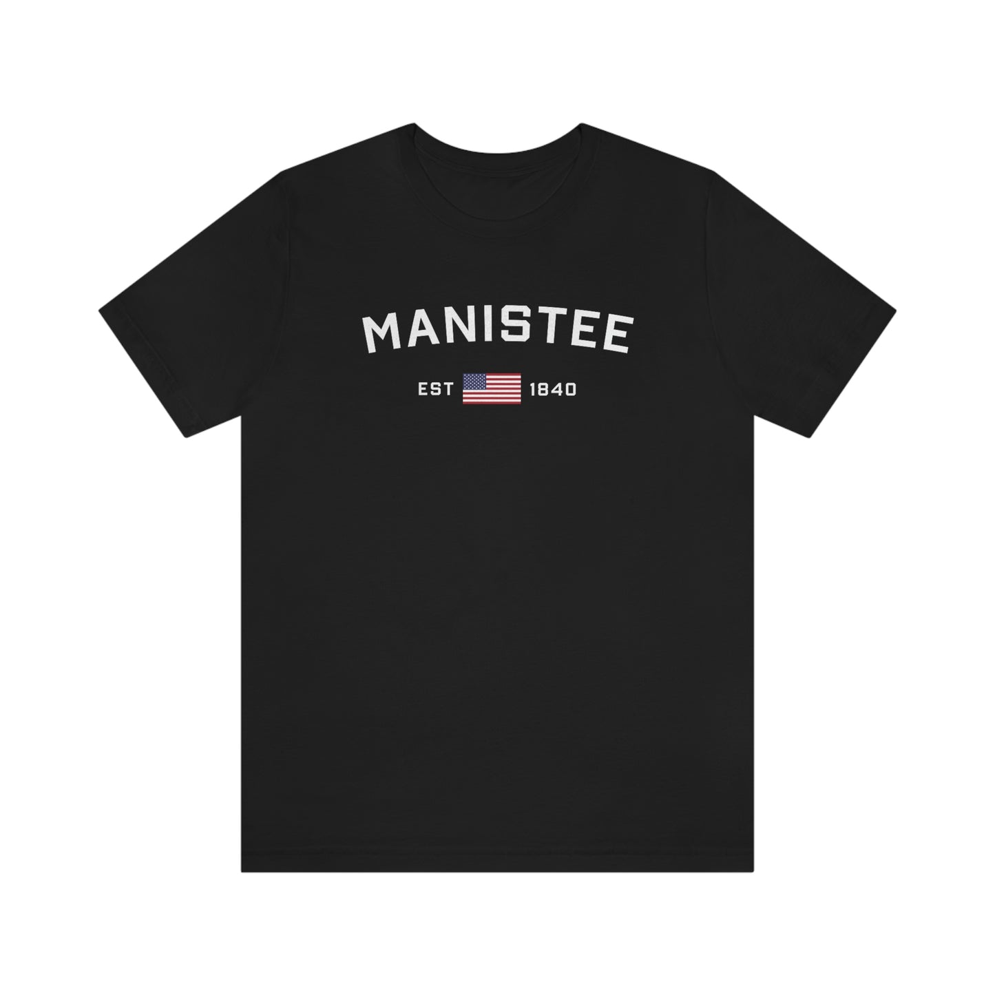 'Manistee EST 1840' T-Shirt (w/USA Flag Outline) | Unisex Standard Fit