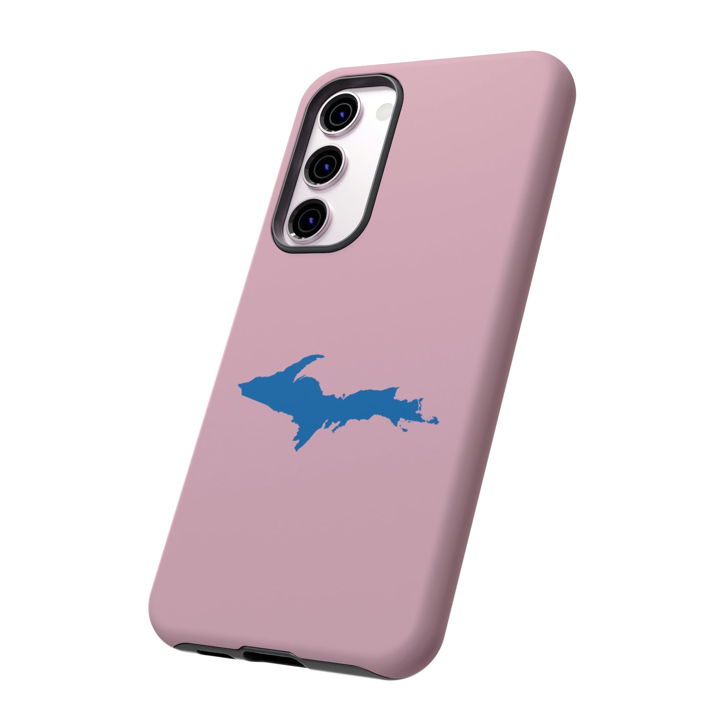 Michigan Upper Peninsula Tough Phone Case (Pink w/ Azure UP Outline) | Samsung & Pixel Android