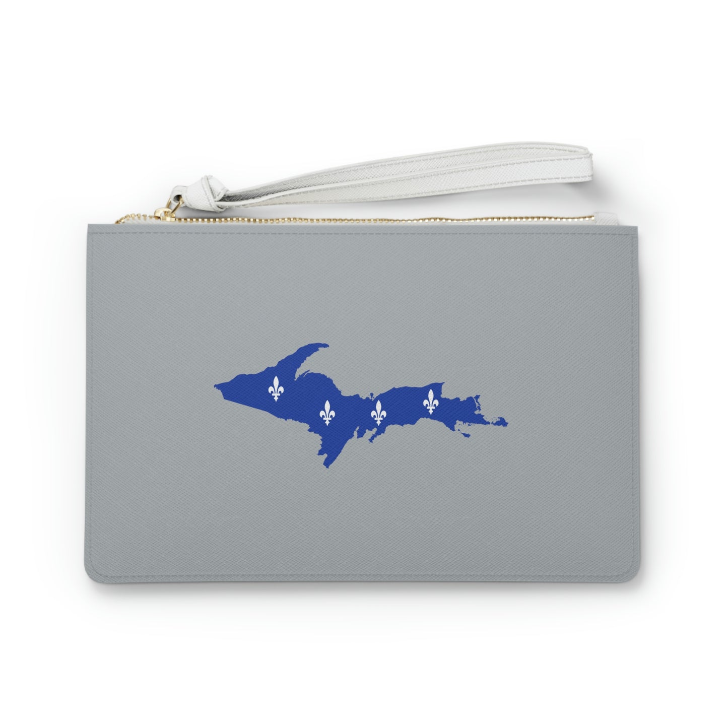 Michigan Upper Peninsula Clutch Bag (Silver w/ UP Quebec Flag Outline)