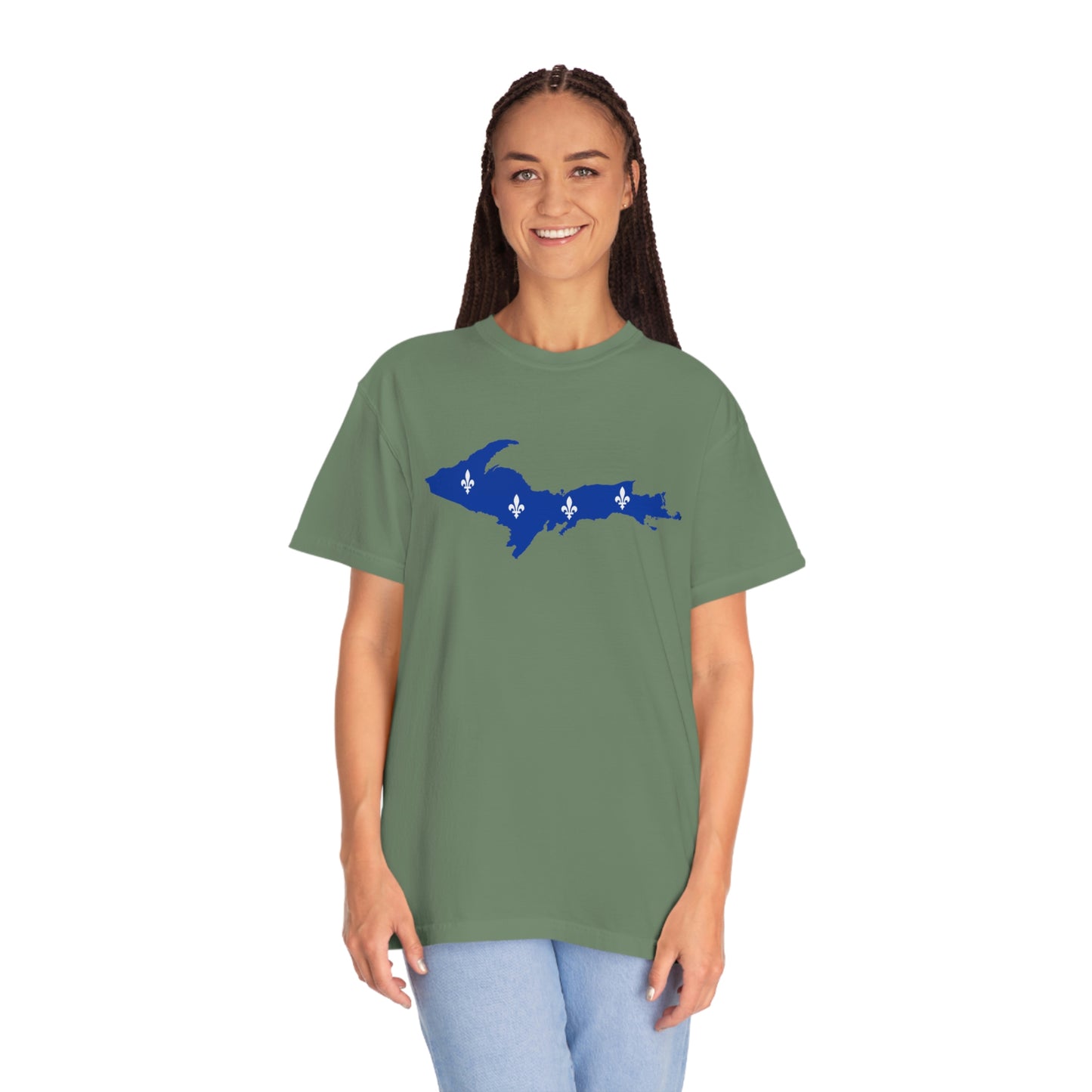 Michigan Upper Peninsula T-Shirt (w/ UP Quebec Flag Outline) | Unisex Garment-Dyed