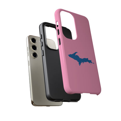 Michigan Upper Peninsula Tough Phone Case ('67 Caddie Pink w/ Azure UP Outline) | Samsung & Pixel Android