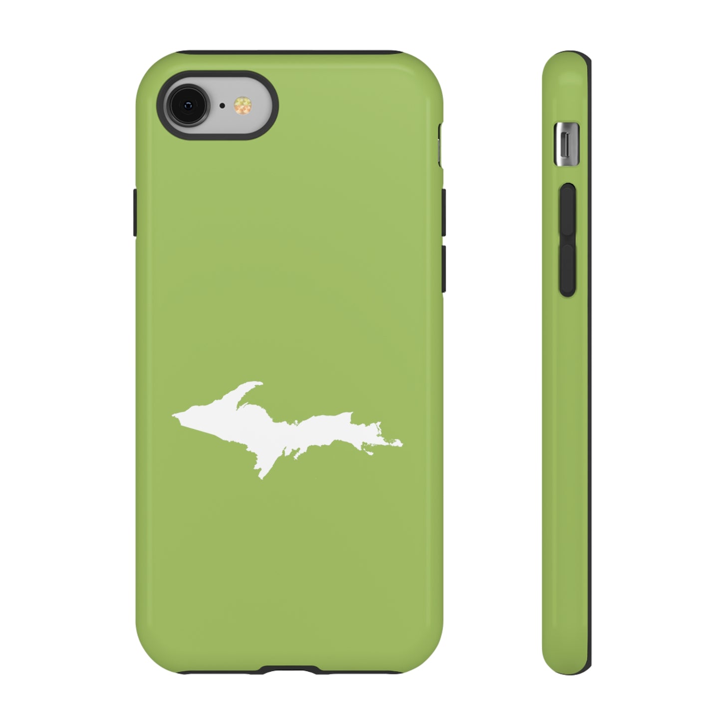 Michigan Upper Peninsula Tough Phone Case (Gooseberry Green w/ UP Outline) | Apple iPhone