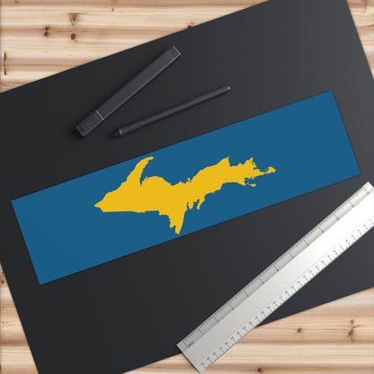 Michigan Upper Peninsula Bumper Sticker (w/ Gold UP Outline) | Blueberry Background