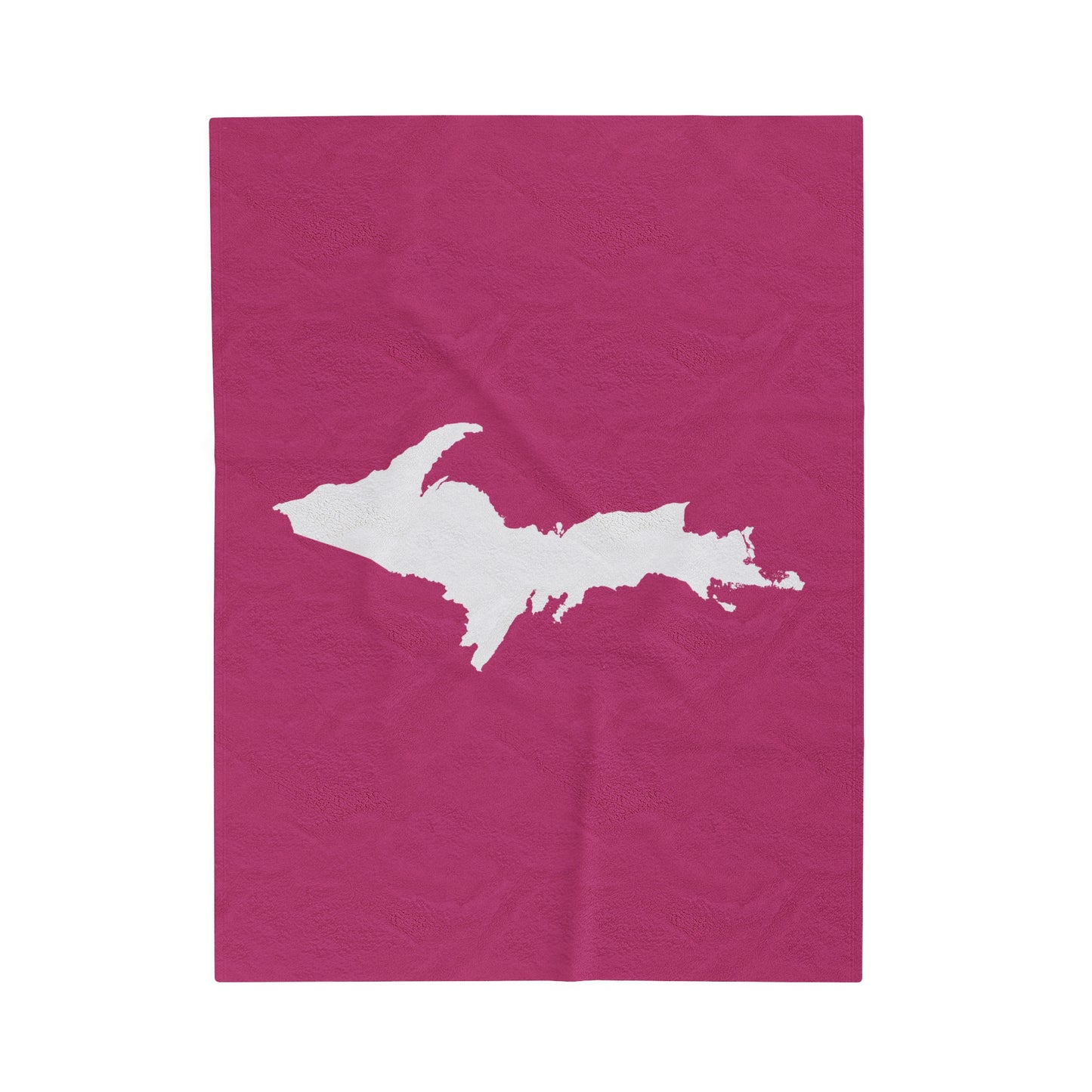 Michigan Upper Peninsula Plush Blanket (w/ UP Outline) | Apple Blossom Pink