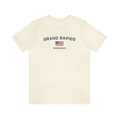 'Grand Rapids Michigan' T-Shirt (w/USA Flag Outline) | Unisex Standard Fit