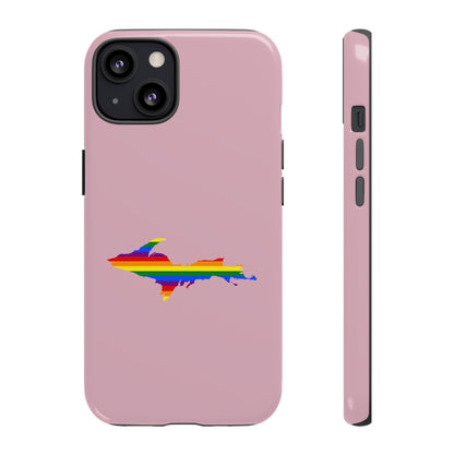 Michigan Upper Peninsula Tough Phone Case (Pink w/ UP Pride Flag Outline) | Apple iPhone