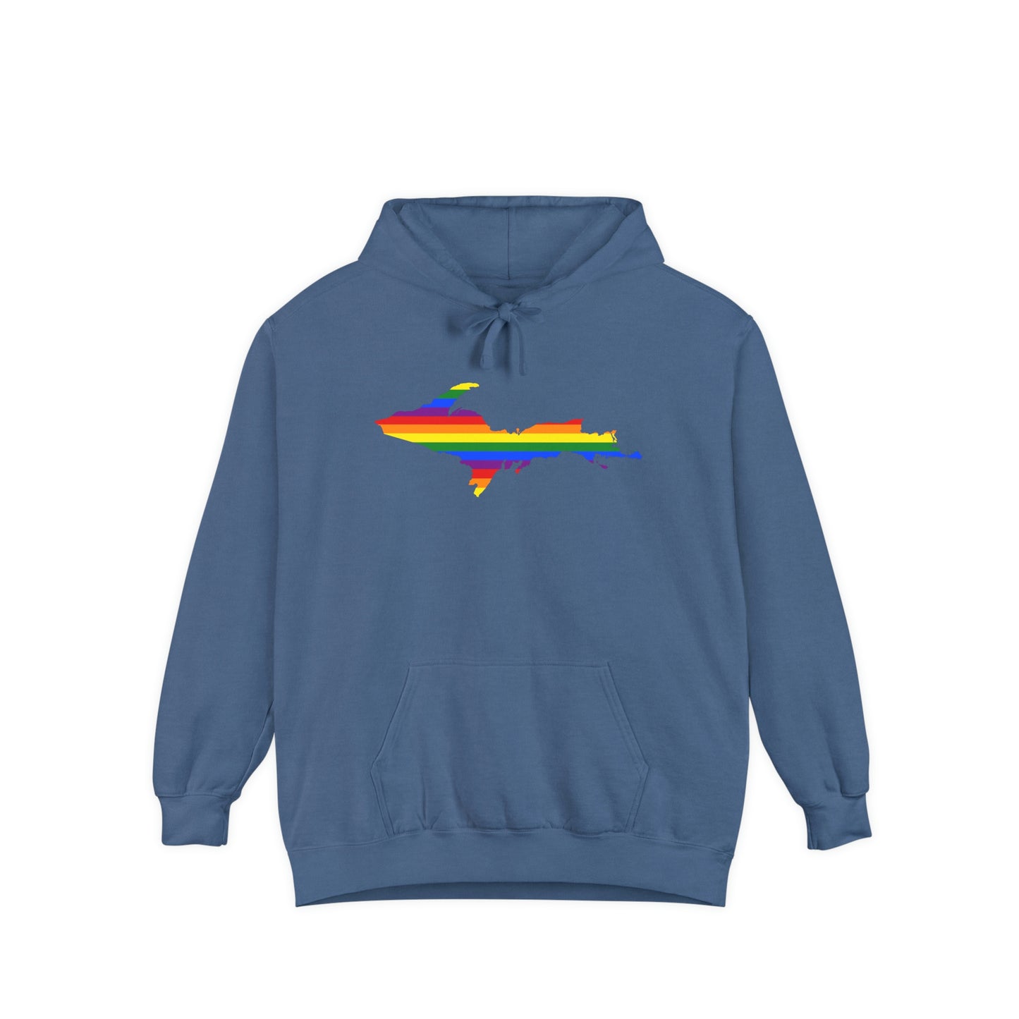 Michigan Upper Peninsula Hoodie (w/ UP Pride Flag Outline) | Unisex Garment-Dyed