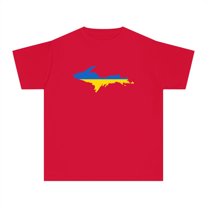 Michigan Upper Peninsula T-Shirt (w/ UP Ukraine Flag Outline) | Youth Garment-Dyed