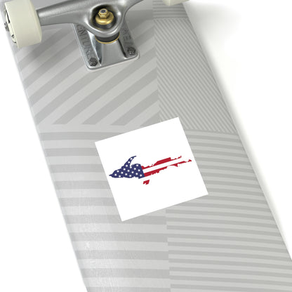 Michigan Upper Peninsula Square Sticker (w/ UP USA Flag Outline) | Indoor/Outdoor