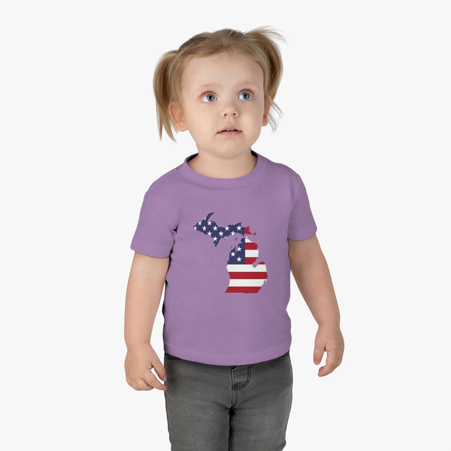 Michigan Infant T-Shirt (w/ MI USA Flag Outline) | Short Sleeve