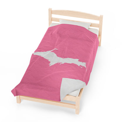 Michigan Upper Peninsula Plush Blanket (w/ UP Outline) | '67 Caddie Pink