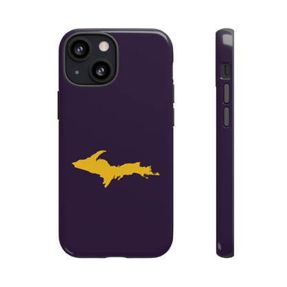 Michigan Upper Peninsula Tough Phone Case (Blackcurrant w/ Gold UP Outline) | Apple iPhone