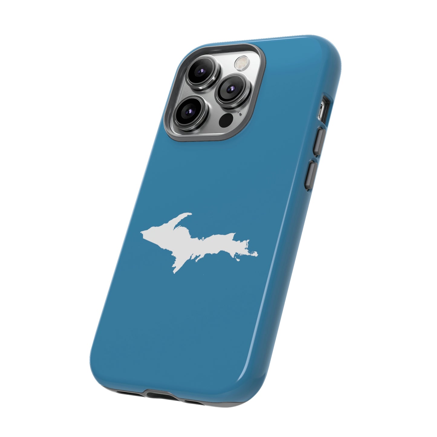 Michigan Upper Peninsula Tough Phone Case (Lake Michigan Blue w/ UP Outline) | Apple iPhone