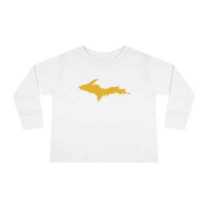 Michigan Upper Peninsula T-Shirt (w/ Gold UP Outline) | Toddler Long Sleeve