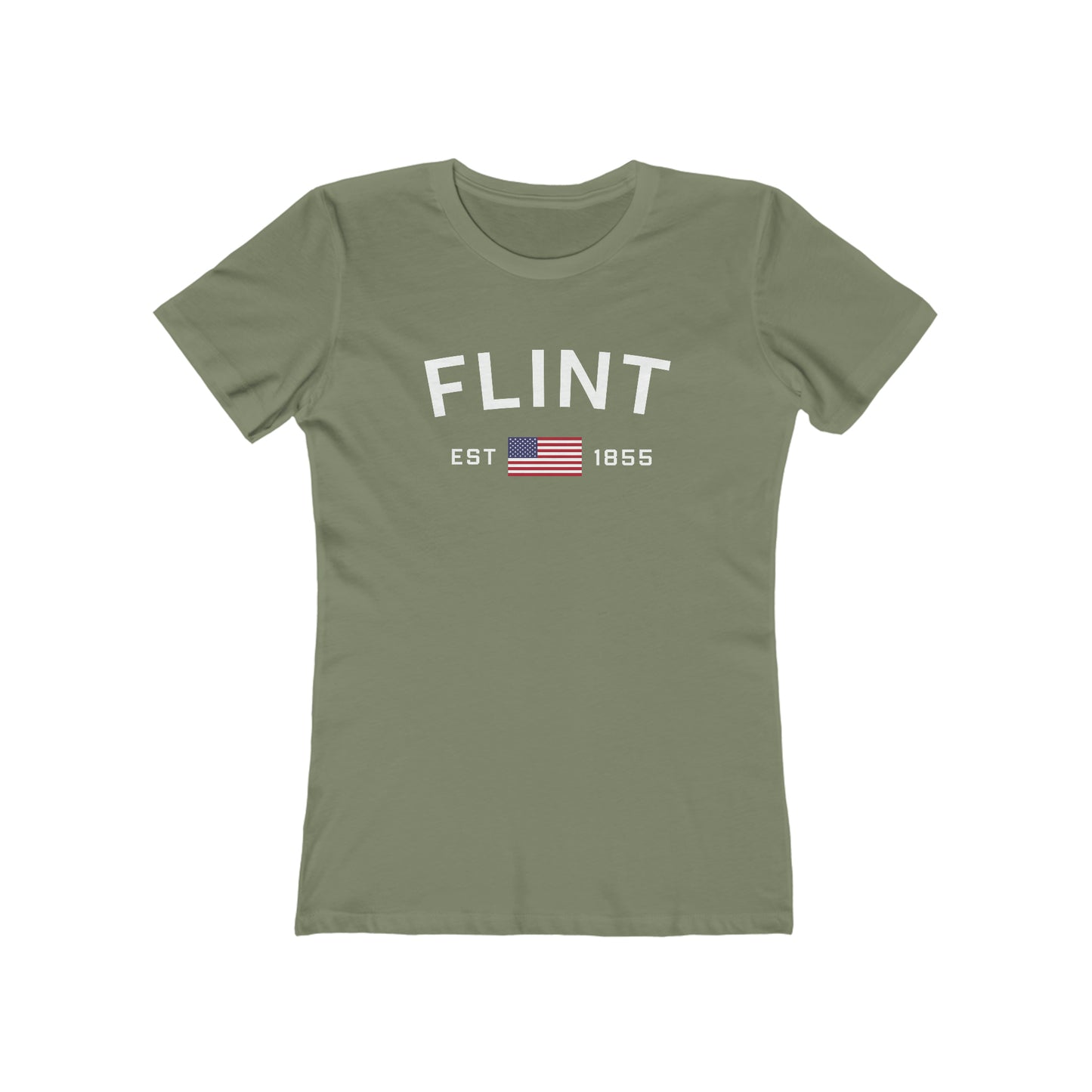 'Flint EST 1855' (w/USA Flag Outline) | Women's Boyfriend Cut