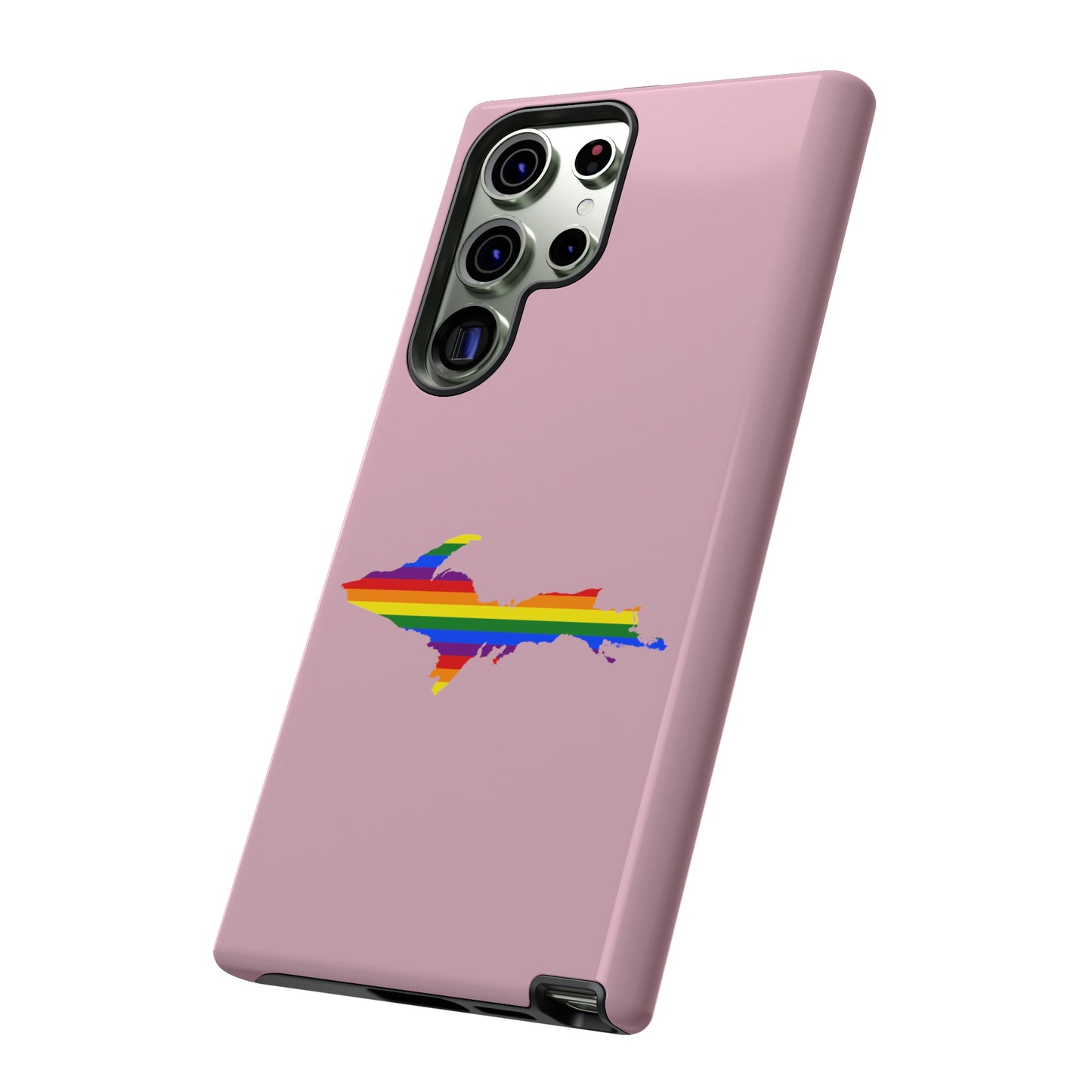 Michigan Upper Peninsula Tough Phone Case (Pink w/ UP Pride Flag Outline) | Samsung & Pixel Android