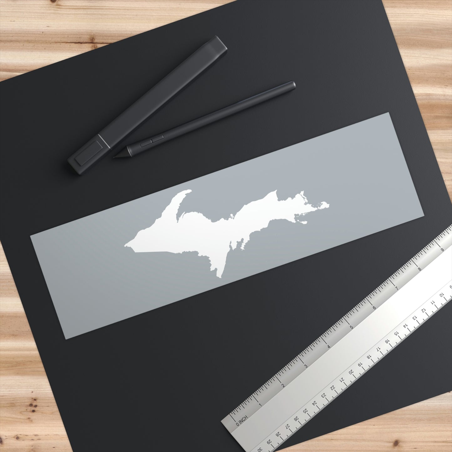 Michigan Upper Peninsula Bumper Sticker (w/ UP Outline) | Silver Background