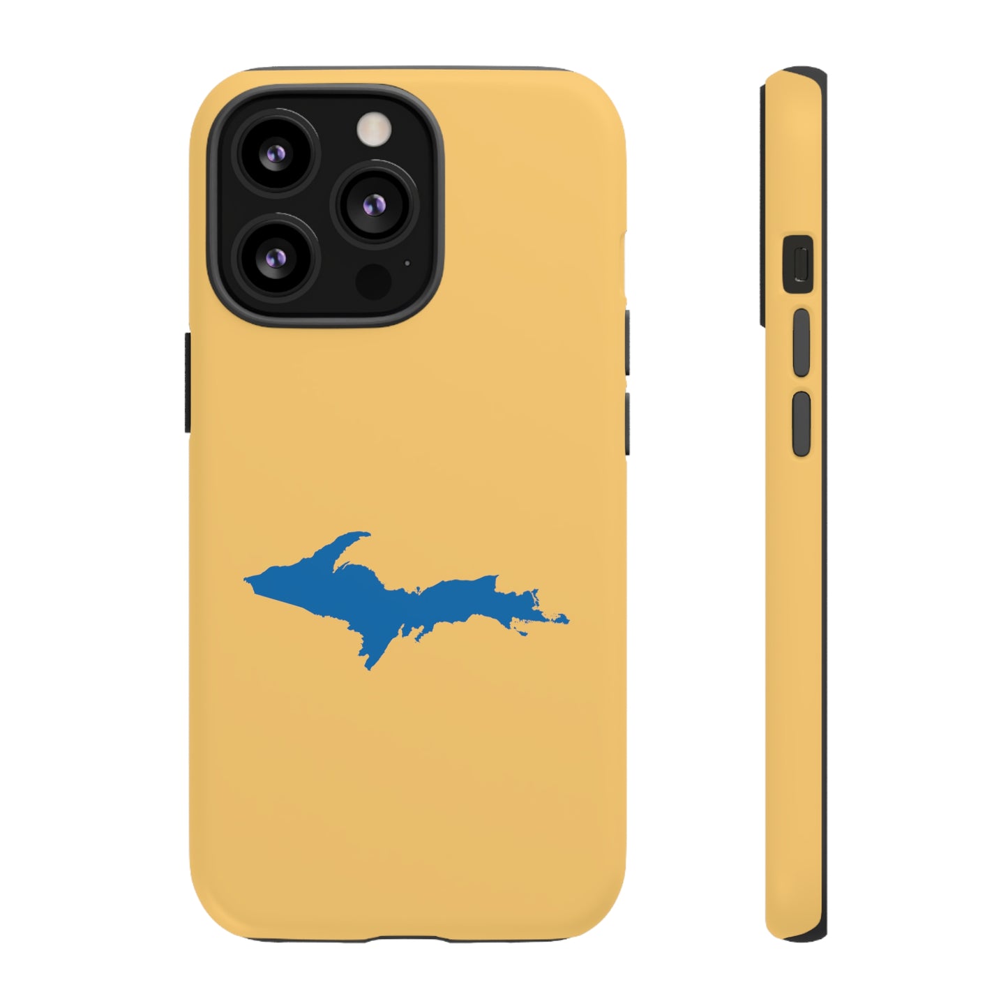 Michigan Upper Peninsula Tough Phone Case (Citrine w/ Azure UP Outline) | Apple iPhone