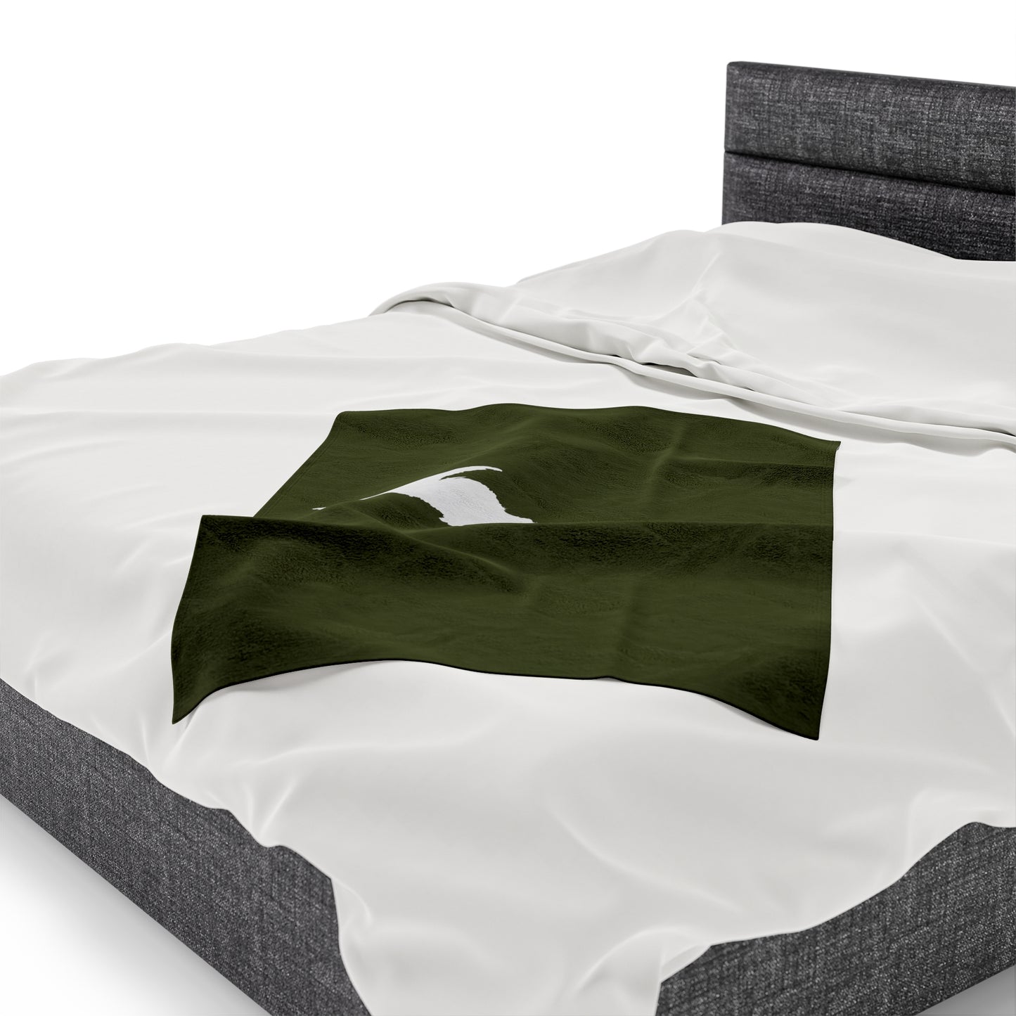 Michigan Upper Peninsula Plush Blanket (w/ UP Outline) | Army Green