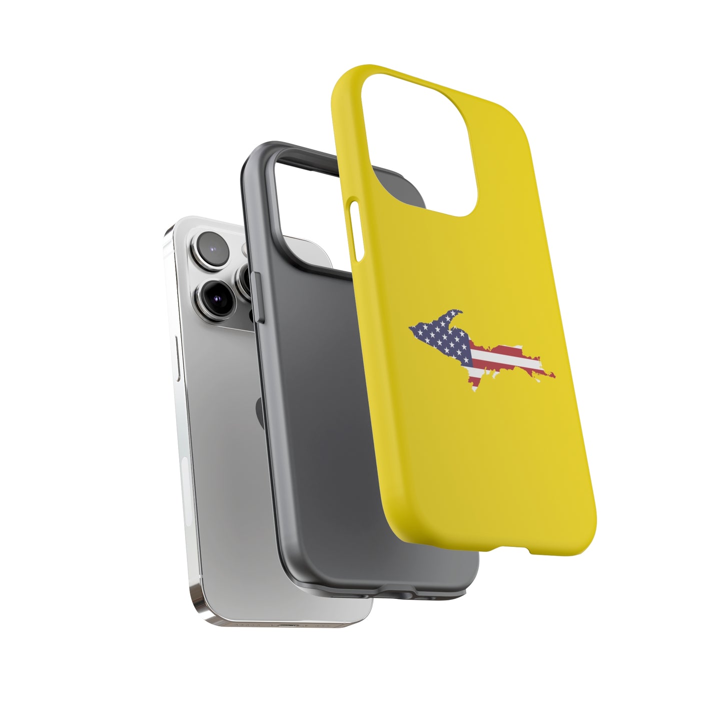 Michigan Upper Peninsula Tough Phone Case (Gadsden Yellow w/ UP USA Outline) | Apple iPhone