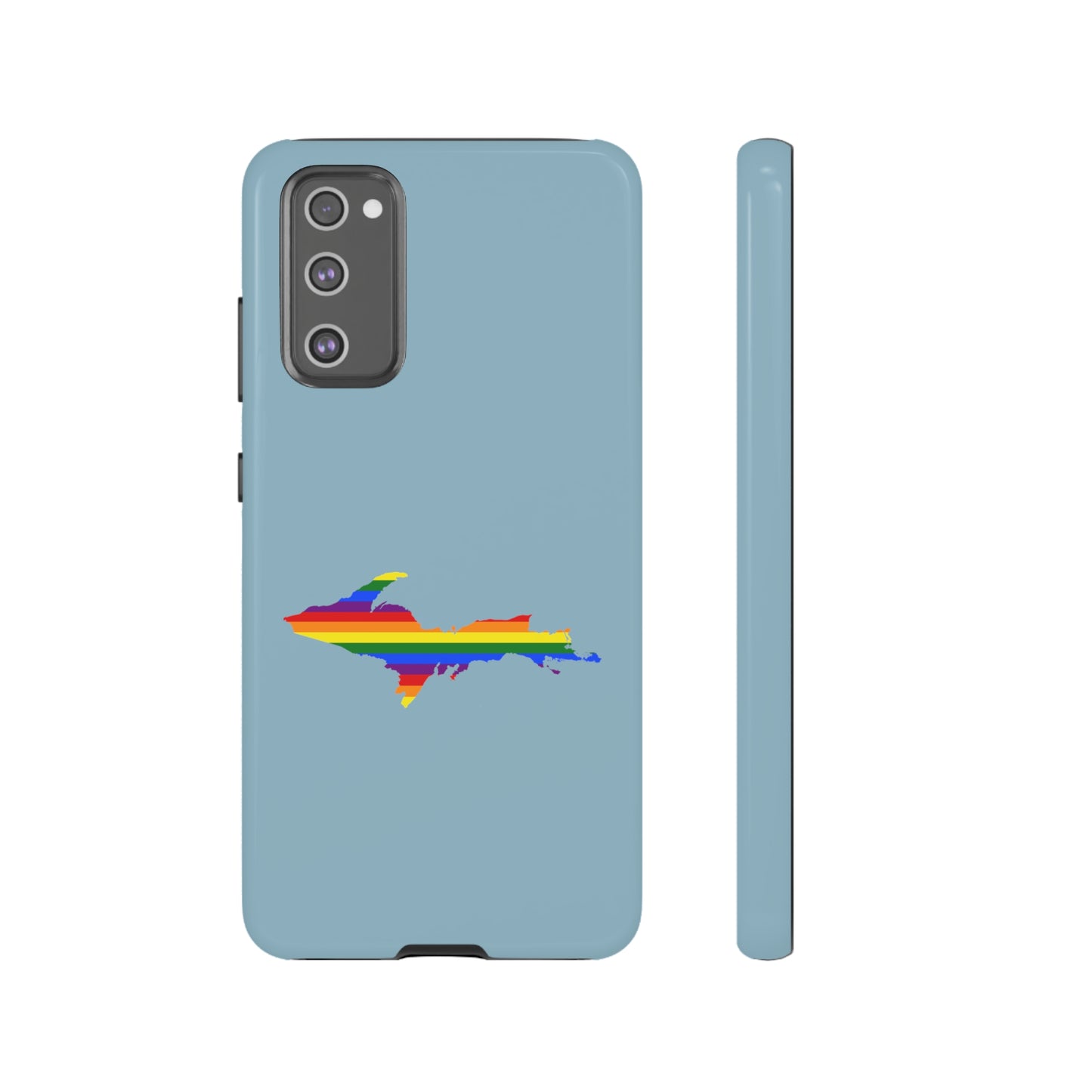 Michigan Upper Peninsula Tough Phone Case (Opal Blue w/ UP Pride Flag Outline) | Samsung & Pixel Android