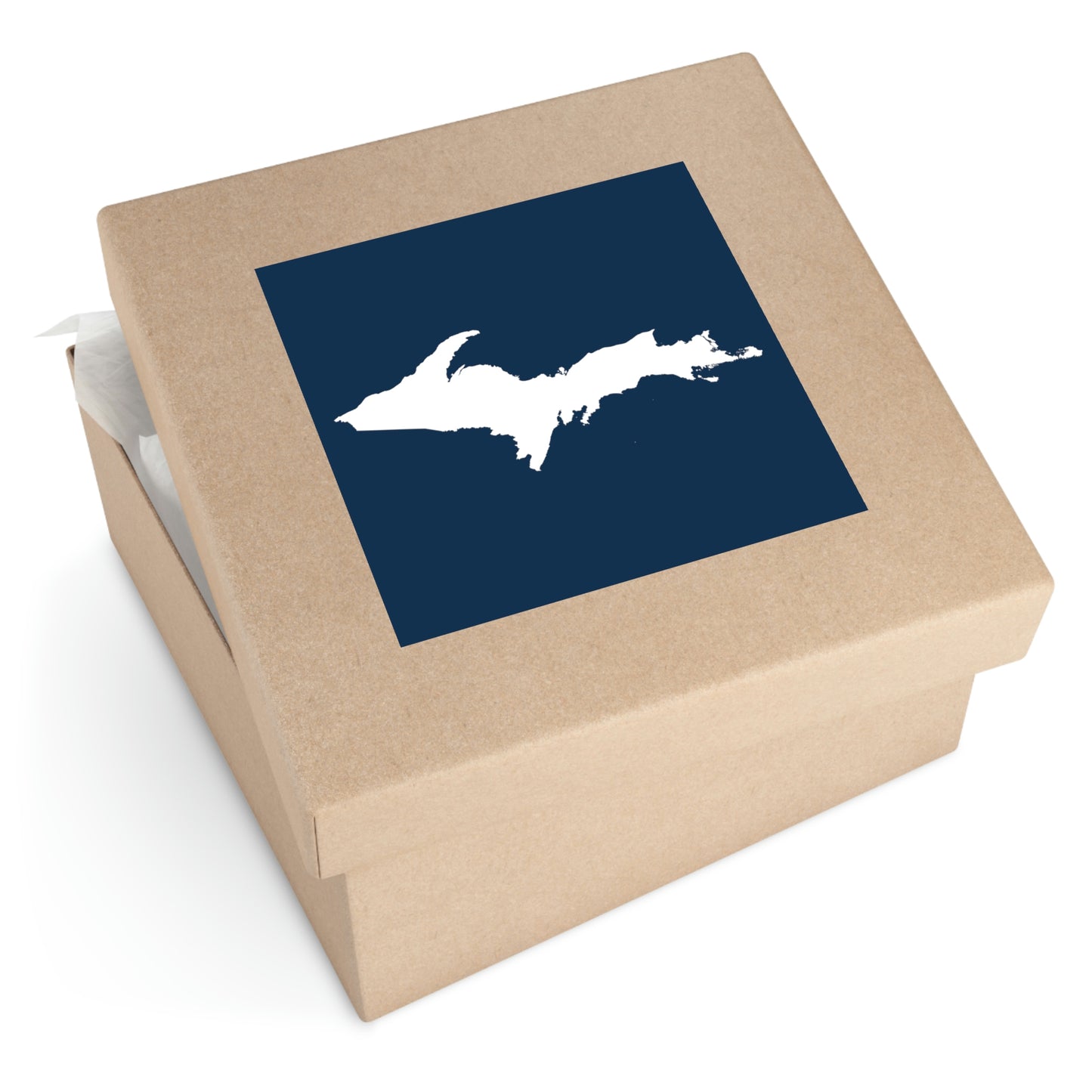 Michigan Upper Peninsula Square Sticker (Navy w/ UP Outline) | Indoor/Outdoor