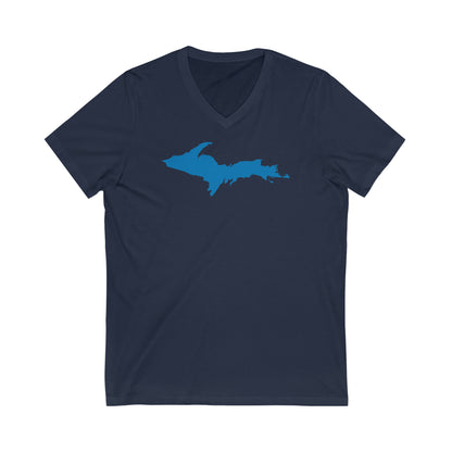 Michigan Upper Peninsula T-Shirt (w/ Azure UP Outline) | Unisex V-Neck