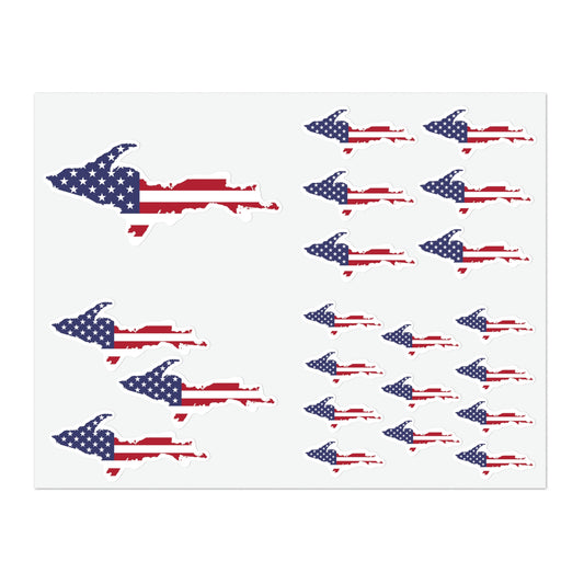 Michigan Upper Peninsula Sticker Sheet (w/ UP USA Flag Outline) | US Letter Size