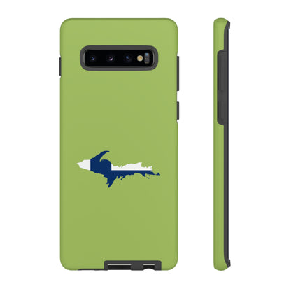 Michigan Upper Peninsula Tough Phone Case (Gooseberry Green w/ UP Finland Flag Outline) | Samsung & Pixel Android