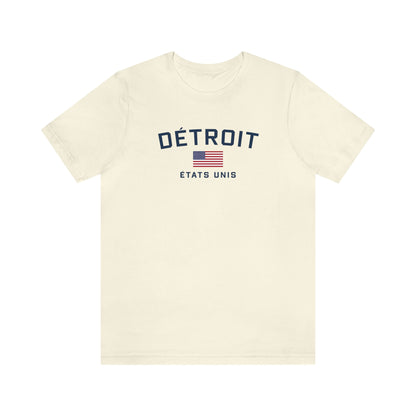 'Détroit États Unis' T-Shirt (w/USA Flag Outline) | Unisex Standard Fit