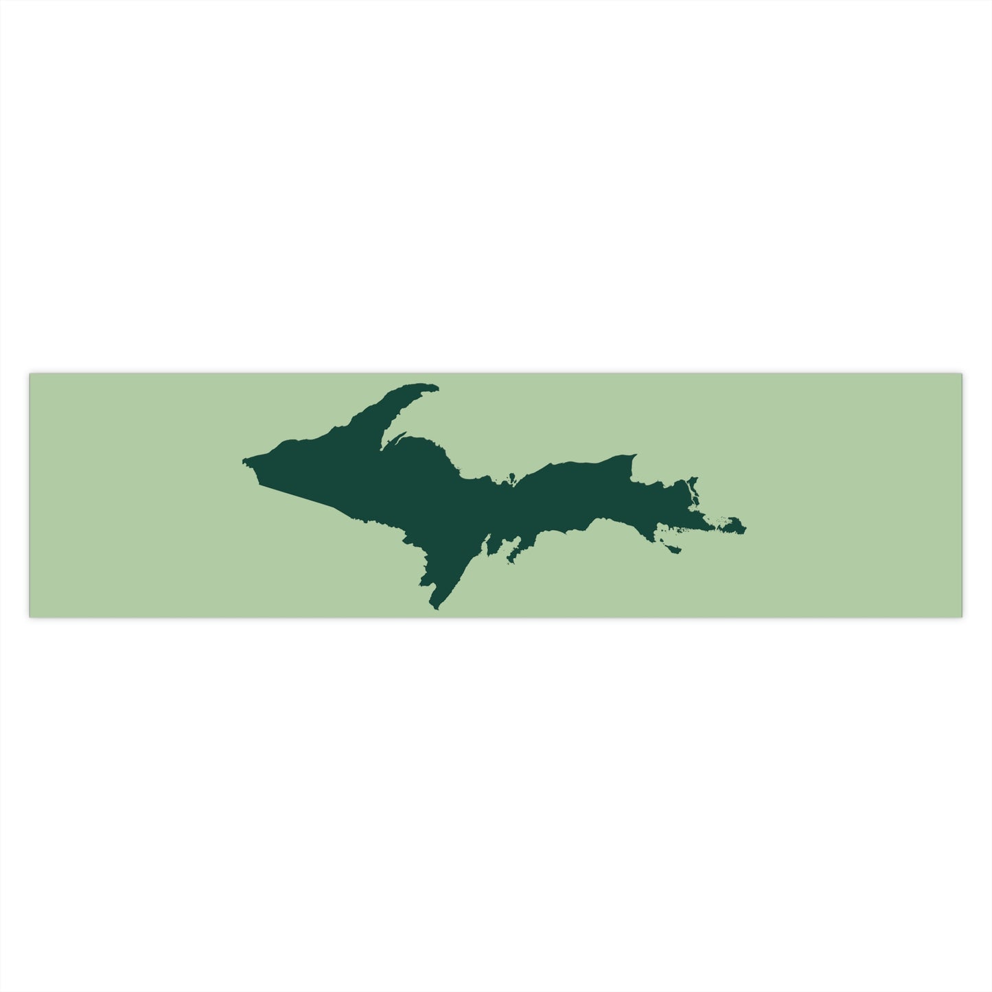 Michigan Upper Peninsula Bumper Sticker (w/ Green UP Outline) | Green Tea Color Background