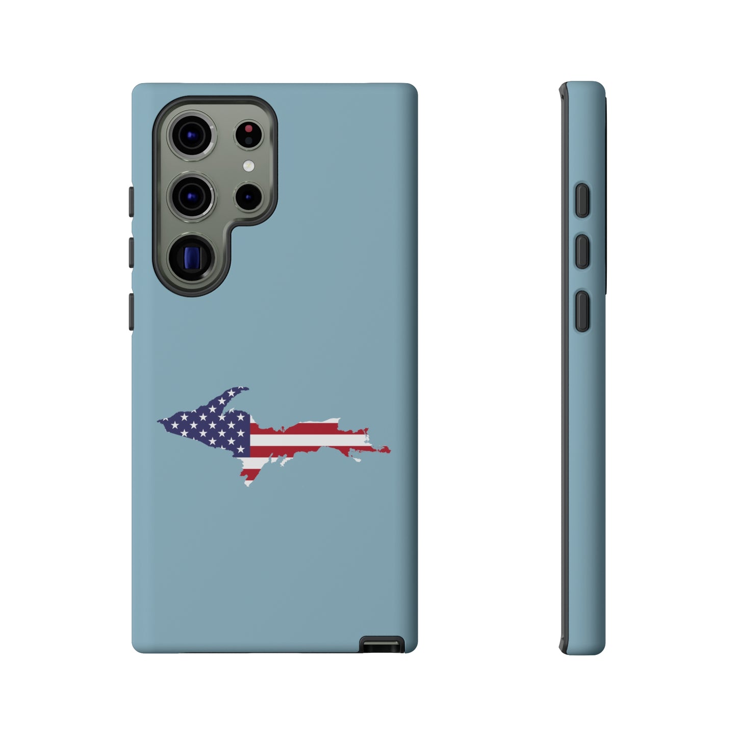 Michigan Upper Peninsula Tough Phone Case (Opal Blue w/ UP USA Flag Outline) | Samsung & Pixel Android