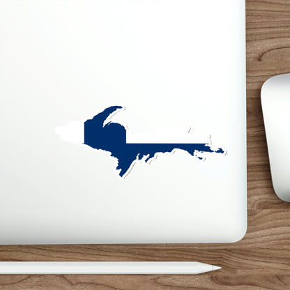 Michigan Upper Peninsula Die Cut Stickers (w/ UP Finland Flag Outline) | Indoor/Outdoor