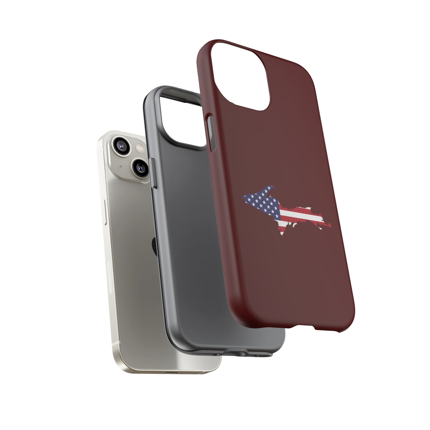 Michigan Upper Peninsula Tough Phone Case (Cherrywood Color w/ UP USA Outline) | Apple iPhone