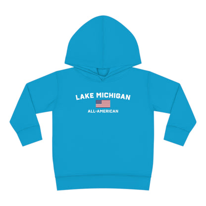 'Lake Michigan All-American' Hoodie (w/USA Flag Outline) | Unisex Toddler