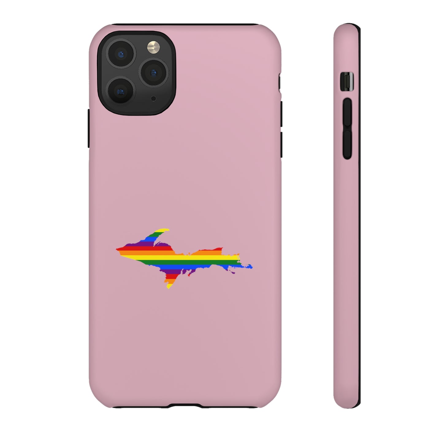 Michigan Upper Peninsula Tough Phone Case (Pink w/ UP Pride Flag Outline) | Apple iPhone