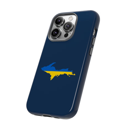 Michigan Upper Peninsula Tough Phone Case (Navy w/ UP Ukraine Flag Outline) | Apple iPhone