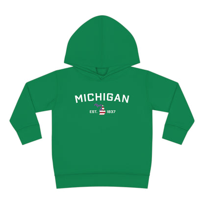 'Michigan EST 1837' Hoodie (With MI USA Flag Outline) | Unisex Toddler